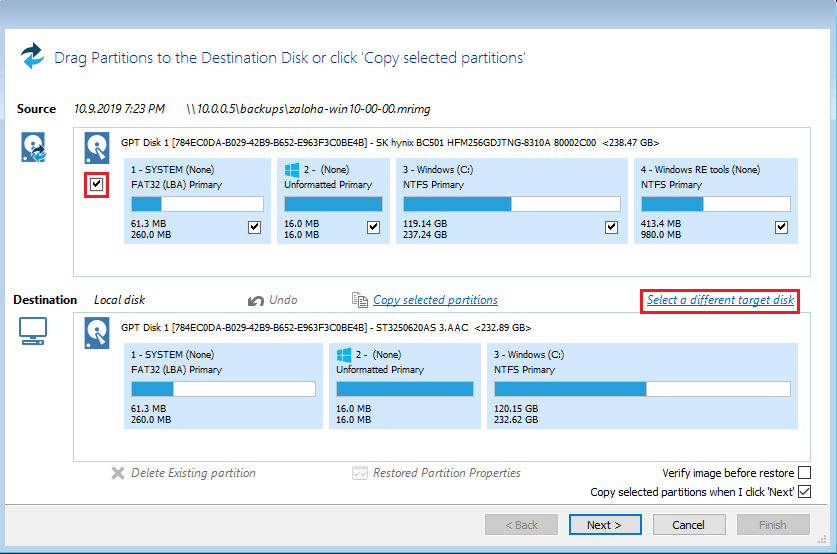 Obnova dat - restore