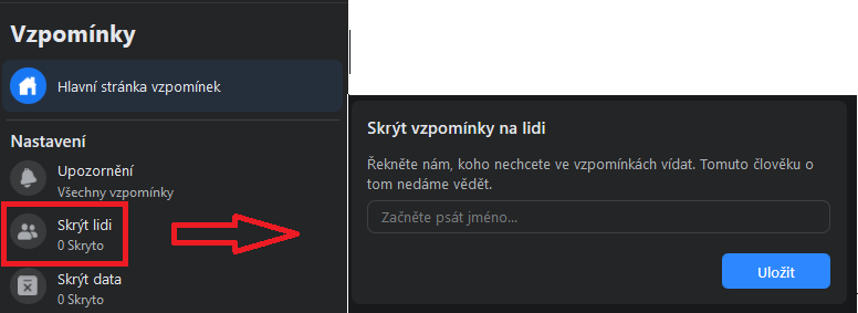 Facebook - vypnutí vzpomínek