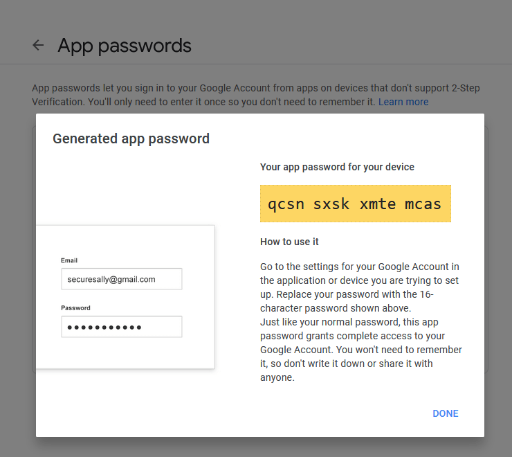 google app password