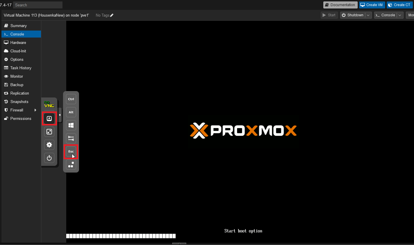 Proxmox - Enter to BIOS VM