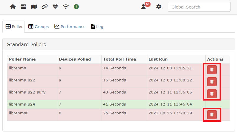 librenms remove pollers