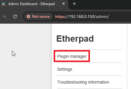 Etherpad plugin manager