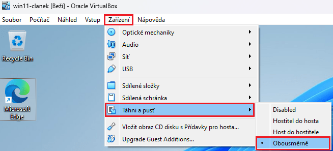 Virtualbox - Drag & Drop