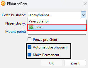 Virtualbox - pridat sdileni