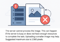 Wordpress - The server cannot process the image. This can happen if the server is busy or does not have enough resources to complete the task. Uploading a smaller image may help. Suggested maximum size is 2,560 pixels.