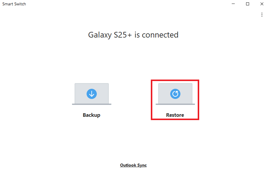 Samsung Smart Switch - Obnova