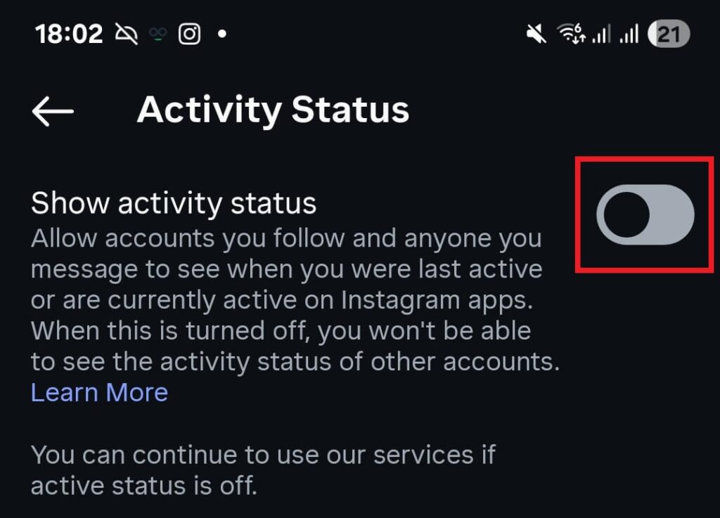 Turn off your Instagram Activity Status