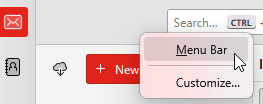 Thunderbird - menu bar