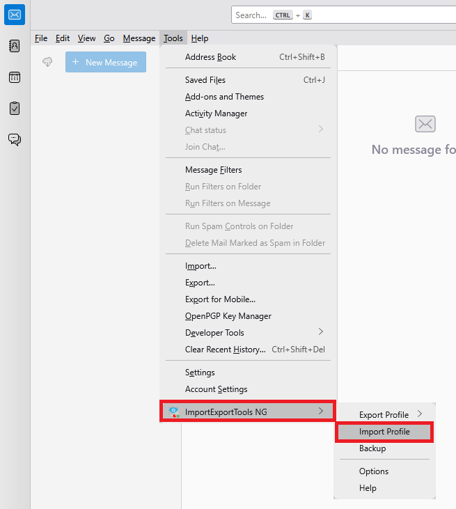 Thunderbird - restore, obnova profilu