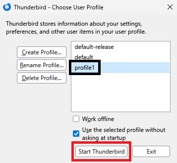 Thunderbird - restore, obnova profilu