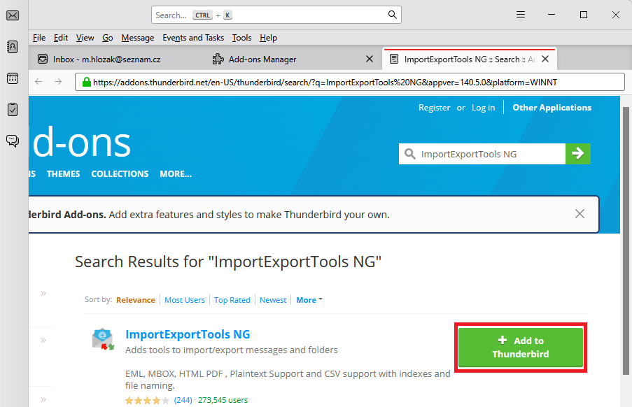 Add to Thunderbird