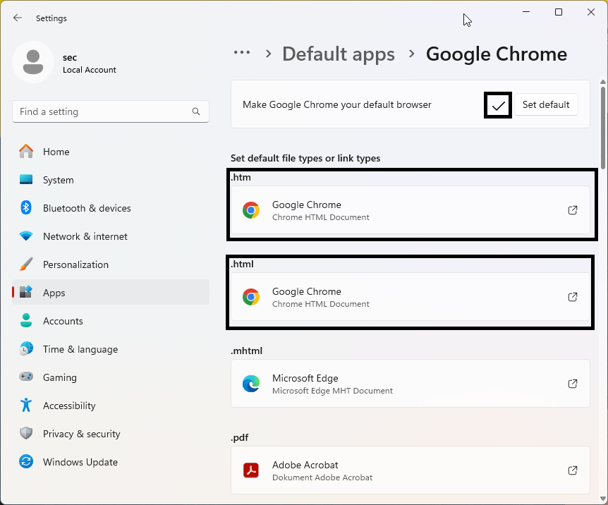 Jak nastavit výchozí prohlížeč ve Windows 11