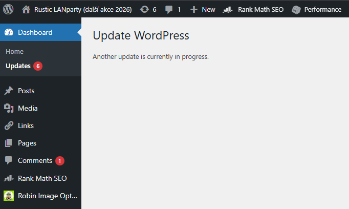 Update WordPress Another update is currently in progress Update WordPress Another update is currently in progress