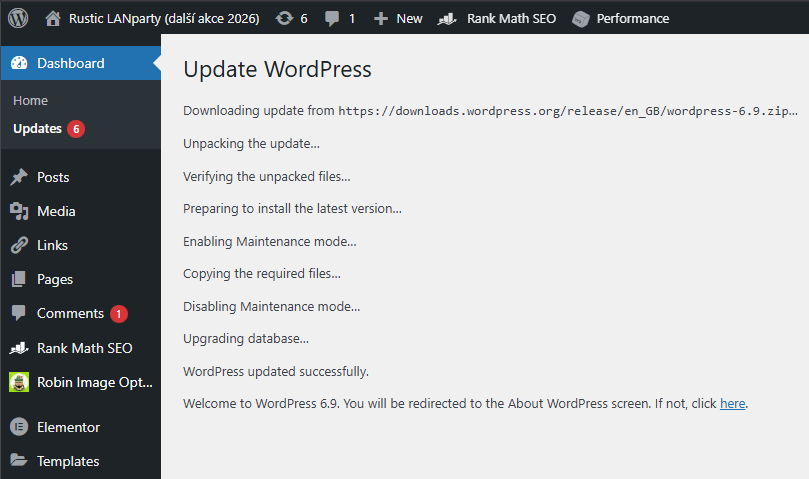 Update WordPress Another update is currently in progress Update WordPress Another update is currently in progress